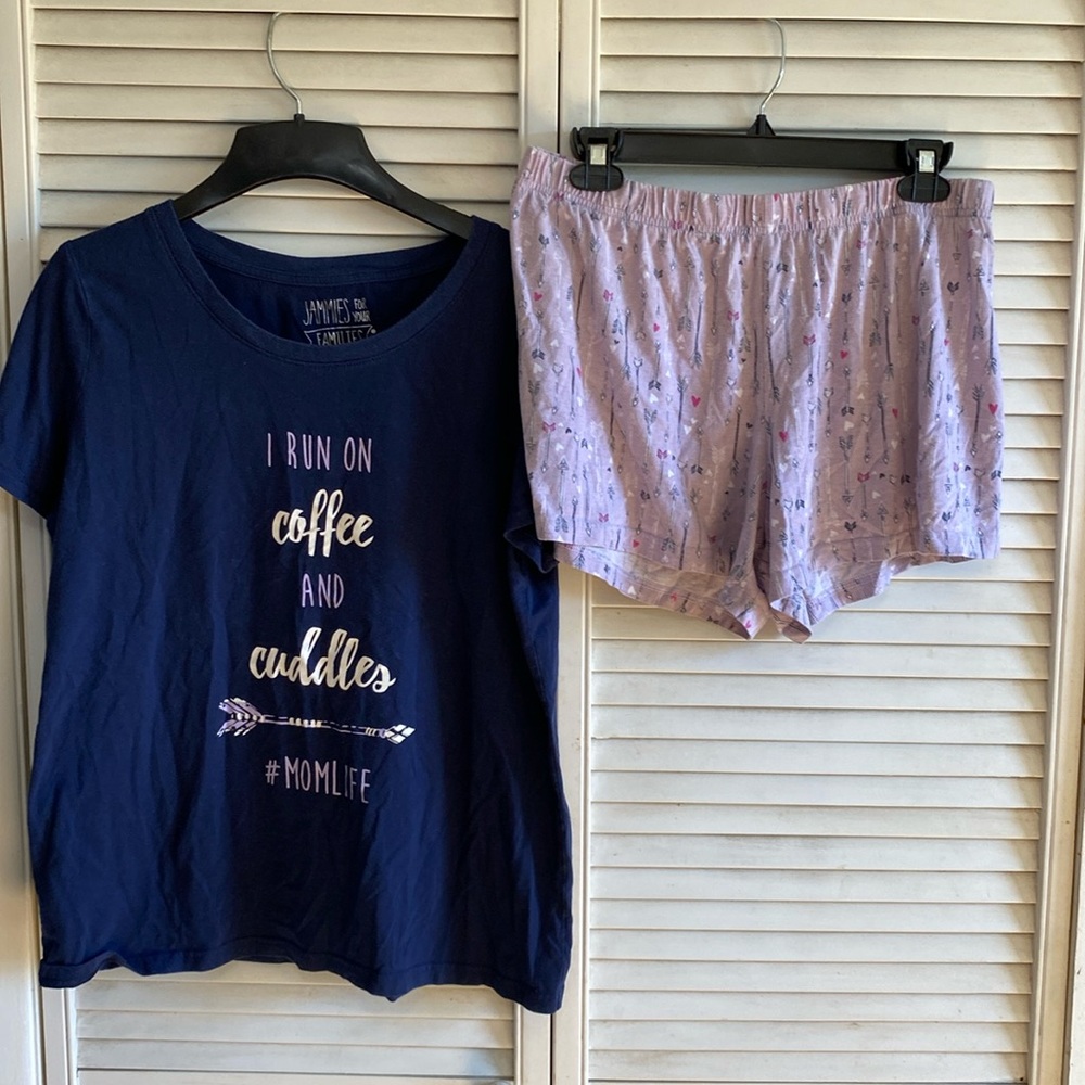 Jammies for your families size large pajama set “I run on coffee and cuddles”